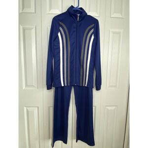 Athletic Tracksuit Vintage 1990's Racer Stripes High Collar Straight Leg Sz M